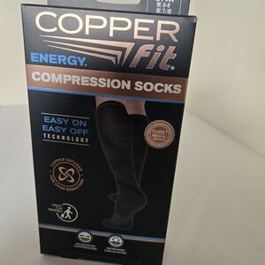 Black Copper Compression Socks S/M Unisex New